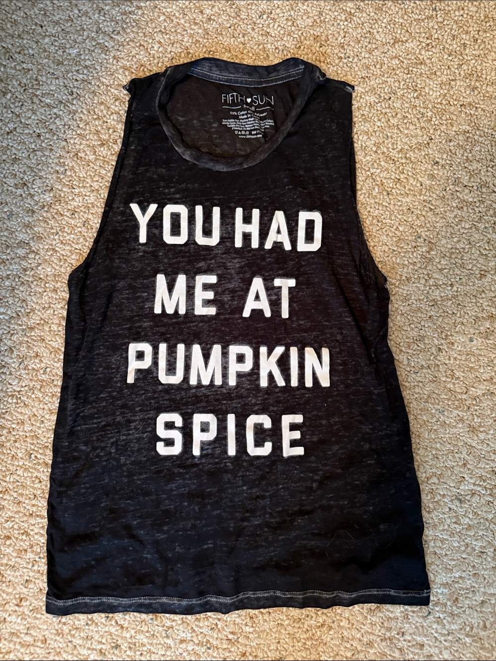 Fifth Sun Black Graphic Muscle Tank with White Lettering